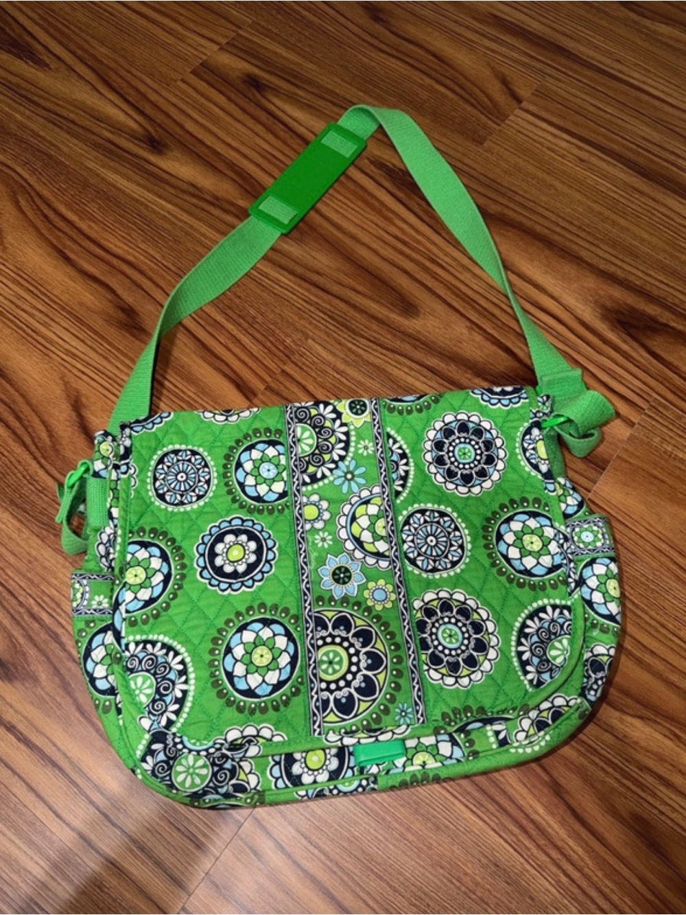 Vera Bradley Green Quilted Floral messenger Bag